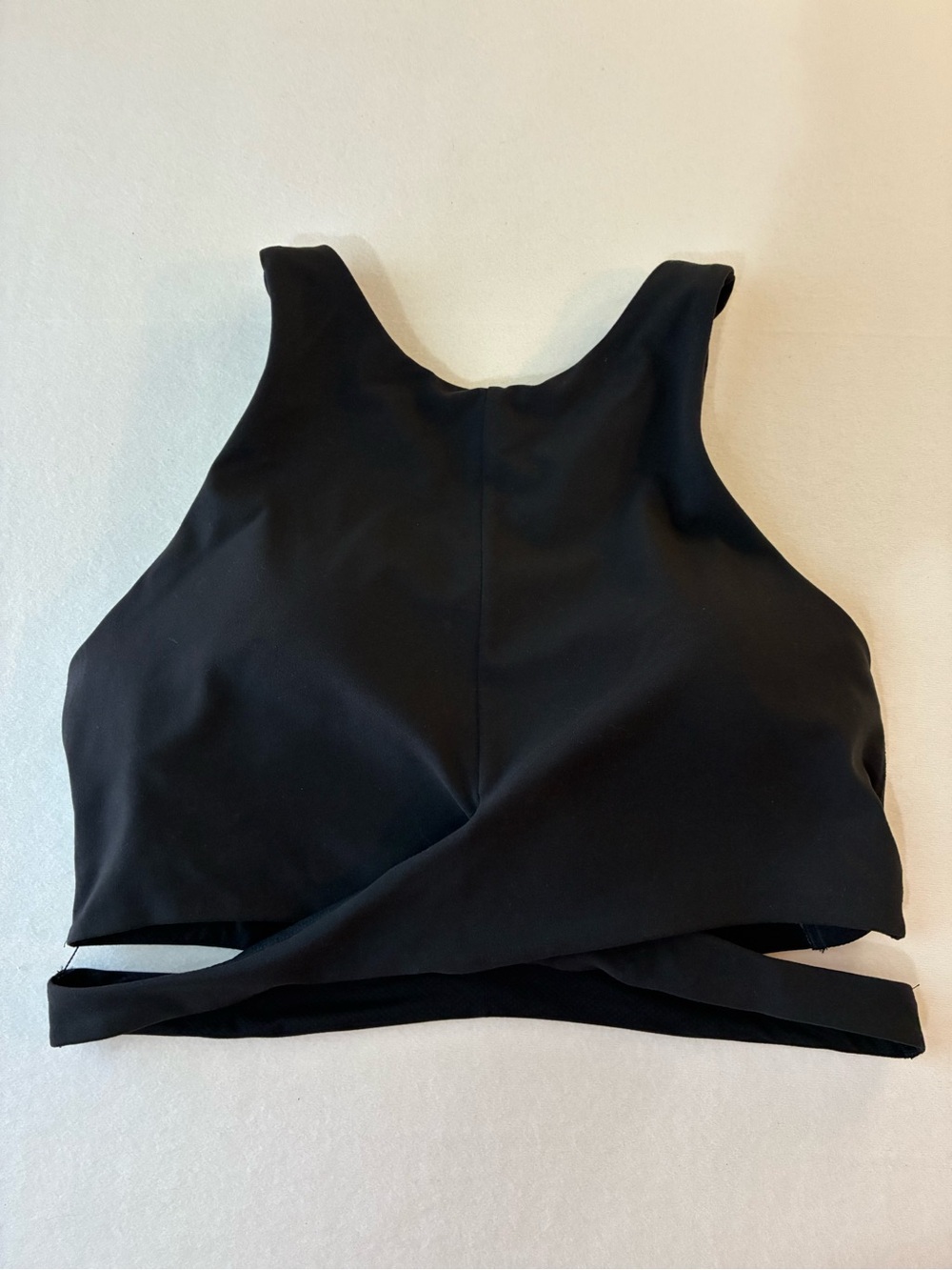 Athleta Black Cropped Athletic Tank with Cross-Hem